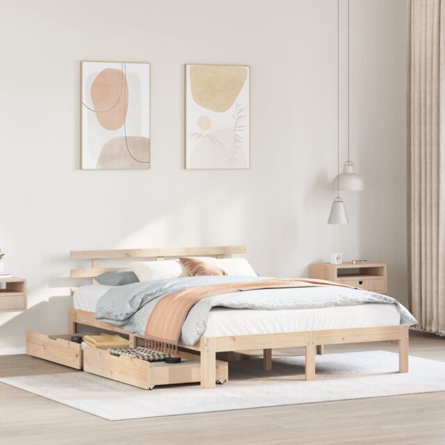 Berkfield Home Bed Frame with Drawers without Mattress 140x200 cm in Brown - image 1