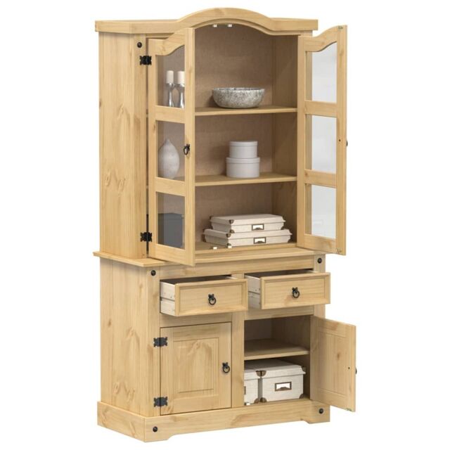 Berkfield Home Glass Display Cabinet Corona 100x48.5x179 cm Solid Wood Pine in Brown