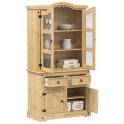 Berkfield Home Glass Display Cabinet Corona 100x48.5x179 cm Solid Wood Pine in Brown