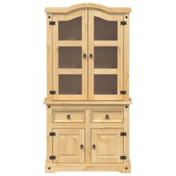 Berkfield Home Glass Display Cabinet Corona 100x48.5x179 cm Solid Wood Pine in Brown - thumbnail 4