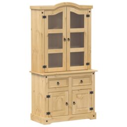 Berkfield Home Glass Display Cabinet Corona 100x48.5x179 cm Solid Wood Pine in Brown - thumbnail 2