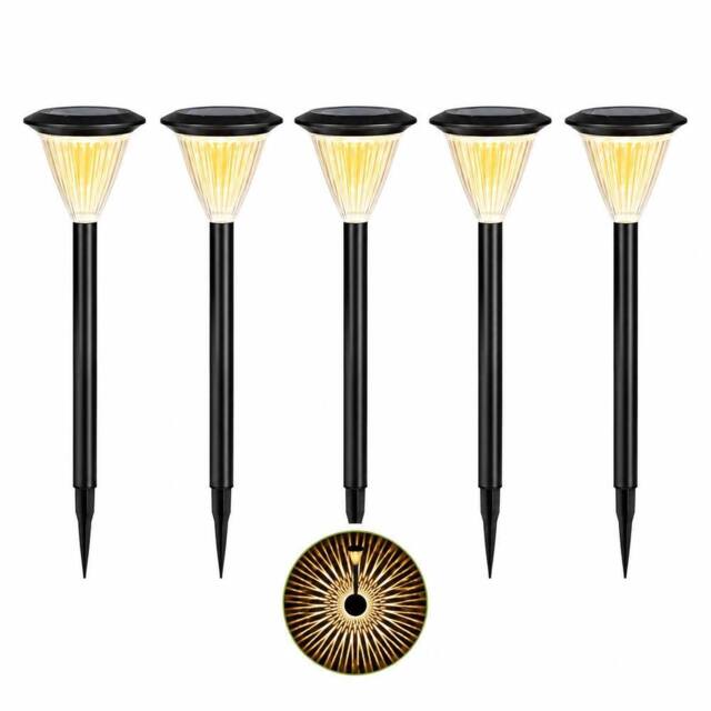 GWSOLAR Solar Garden Lights 3/5 Pack Warm White Auto On/Off IP44 Solar Light in Black - Size: Pack of 5 - image 1