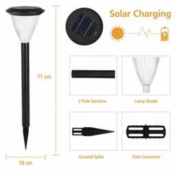 GWSOLAR Solar Garden Lights 3/5 Pack Warm White Auto On/Off IP44 Solar Light in Black - Size: Pack of 5 - thumbnail 3