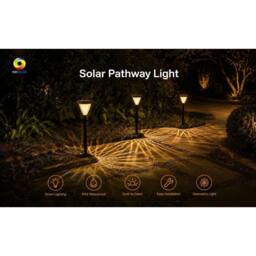 GWSOLAR Solar Garden Lights 3/5 Pack Warm White Auto On/Off IP44 Solar Light in Black - Size: Pack of 5 - thumbnail 8