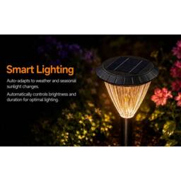 GWSOLAR Solar Garden Lights 3/5 Pack Warm White Auto On/Off IP44 Solar Light in Black - Size: Pack of 5 - thumbnail 9