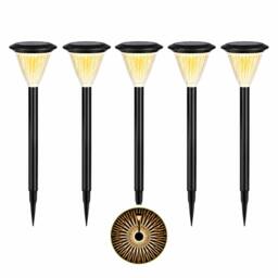 GWSOLAR Solar Garden Lights 3/5 Pack Warm White Auto On/Off IP44 Solar Light in Black - Size: Pack of 5