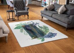 Benjamin Tate Design Green Leaves Board Designer Rug in Natural - Size: Large - thumbnail 2