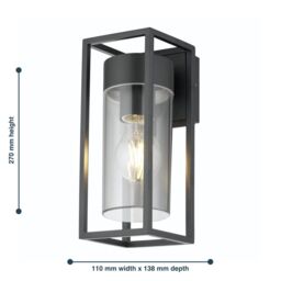 First Choice Lighting Set of 2 Hale - Black with Clear PC IP44 Outdoor Wall Lights - thumbnail 6