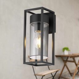 First Choice Lighting Set of 2 Hale - Black with Clear PC IP44 Outdoor Wall Lights - thumbnail 5
