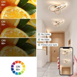 Goeco LED Ceiling Light, Dimmable, Bedroom Ceiling Light, 36W, Modern in Gold - thumbnail 6