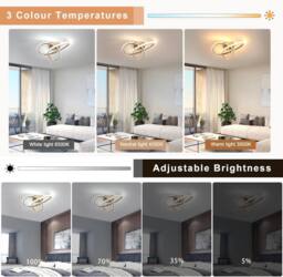 Goeco LED Ceiling Light, Dimmable, Bedroom Ceiling Light, 36W, Modern in Gold - thumbnail 4