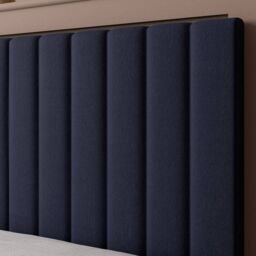 X Rocker Maisie Velvet Upholstered TV Bed with Media Storage & LED Lights in Navy - Size: King - thumbnail 3
