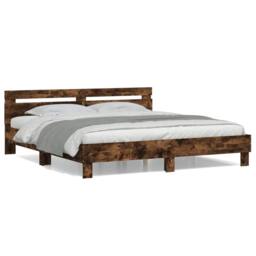 Berkfield Home Durable Bed Frame without Mattress Smoked Oak 200x200 cm in Brown - thumbnail 3