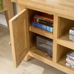 Home Source 2 Doors 2 Shelves TV Stand Media Entertainment Storage Cabinet Wooden in Light Oak - thumbnail 8