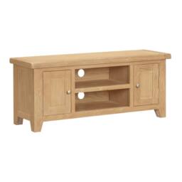 Home Source 2 Doors 2 Shelves TV Stand Media Entertainment Storage Cabinet Wooden in Light Oak - thumbnail 3