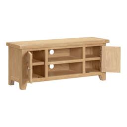 Home Source 2 Doors 2 Shelves TV Stand Media Entertainment Storage Cabinet Wooden in Light Oak - thumbnail 4
