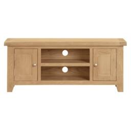Home Source 2 Doors 2 Shelves TV Stand Media Entertainment Storage Cabinet Wooden in Light Oak - thumbnail 2