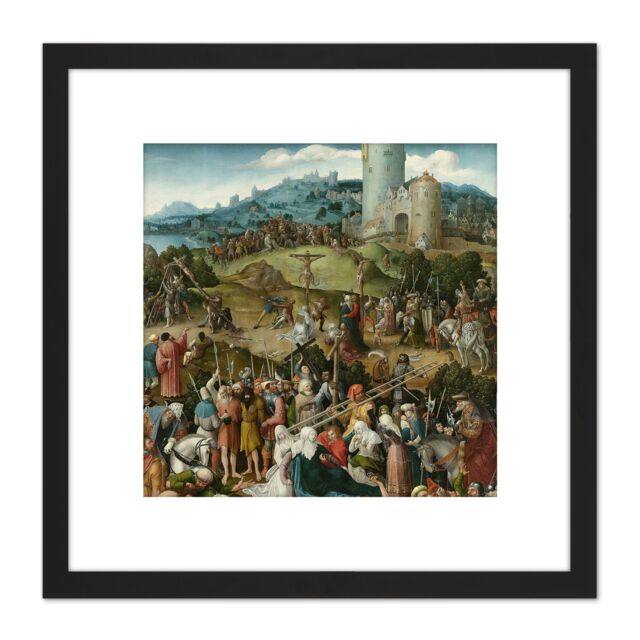 Artery8 De Cock Calvary Painting 8X8 Inch Square Wooden Framed Wall Art Print Picture with Mount in Black