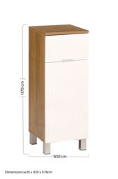 Orsina Vida Oak Effect 1 Drawer 1 Door Standing Cabinet in White - thumbnail 2