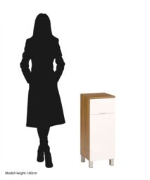 Orsina Vida Oak Effect 1 Drawer 1 Door Standing Cabinet in White - thumbnail 4