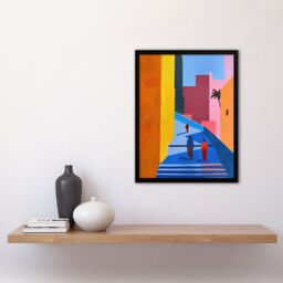 "Artery8 Walk Though Casablanca Abstract Morocco Painting Framed Art Print - Size: W12"" x H16""" - thumbnail 4