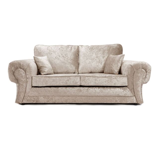 Furnishings For Less UK Chelsea Crushed Velvet Large 3 Seater Sofa Rolled Arms in Baby Pink - image 1