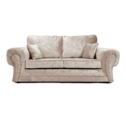 Furnishings For Less UK Chelsea Crushed Velvet Large 3 Seater Sofa Rolled Arms in Baby Pink