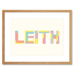 "Artery8 Wall Art Print Leith Midlothian Colourful Word Bold Typograph Scotland Framed Art in Beige - Size: W7"" x H9""" - thumbnail 1