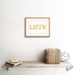 "Artery8 Wall Art Print Leith Midlothian Colourful Word Bold Typograph Scotland Framed Art in Beige - Size: W7"" x H9""" - thumbnail 2
