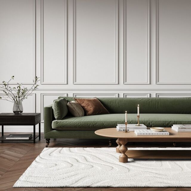 The Rug Shop UK Cream Abstract Modern Cream White Easy To Clean Area Rug - Size: 160 cm x 230 cm - image 1