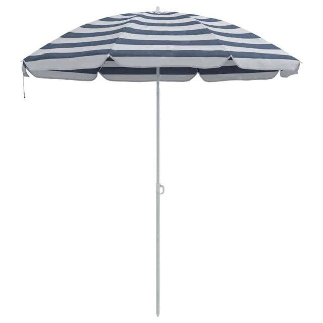 Berkfield Home Beach Parasol with Metal Pole Blue & White 161x193 cm Polyester - image 1