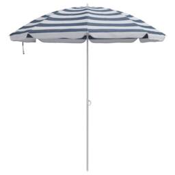 Berkfield Home Beach Parasol with Metal Pole Blue & White 161x193 cm Polyester - thumbnail 4