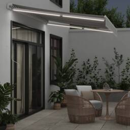 Berkfield Home Manual Retractable Awning With LED Anthracite&White 350x250 cm - thumbnail 3