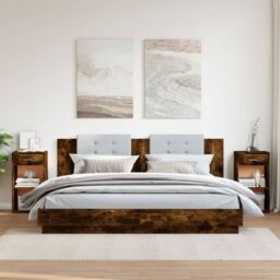 Berkfield Home Bedside Cabinets 2 pcs Smoked Oak 35x34x65 cm Engineered Wood in Brown - Size: 35 x 34 x 65 cm - thumbnail 3