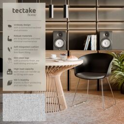 tectake Dining Chair Logart Set Of 6 - Black/Chrome in Black - Size: 6 Pack - thumbnail 2