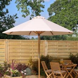 Rowlinsons 3.0m Ashdown Wooden Parasol - Timber - L296 x W296 x H254 cm - Natural - thumbnail 1