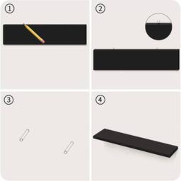SPETLEK Set of 3 Black Floating Wall Shelves 40x15x1.5cm Picture Ledge Display Book Shelf - Size: 40x15x1.5 cm - thumbnail 4