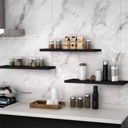 SPETLEK Set of 3 Black Floating Wall Shelves 40x15x1.5cm Picture Ledge Display Book Shelf - Size: 40x15x1.5 cm - thumbnail 2