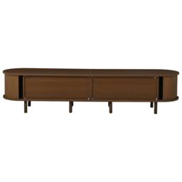Merax Retro Dark Walnut TV Unit with Tambour Roller Doors for 80 Inch TVs - thumbnail 8