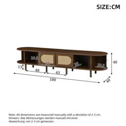 Merax Retro Dark Walnut TV Unit with Tambour Roller Doors for 80 Inch TVs - thumbnail 2