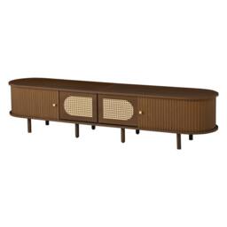 Merax Retro Dark Walnut TV Unit with Tambour Roller Doors for 80 Inch TVs - thumbnail 7