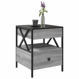 Berkfield Home Coffee Table with Infinity LED Grey Sonoma 40x40x51 cm - Size: 40 x 40 x 51 cm - thumbnail 5