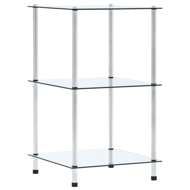 Berkfield Home 3-Tier Shelf Transparent 40x40x67 cm Tempered Glass in Clear - Size: 40 x 40 x 67 cm - image 1