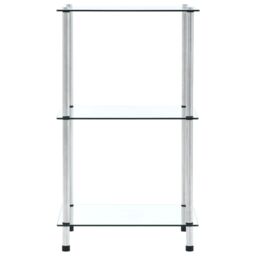 Berkfield Home 3-Tier Shelf Transparent 40x40x67 cm Tempered Glass in Clear - Size: 40 x 40 x 67 cm - thumbnail 2