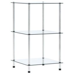 Berkfield Home 3-Tier Shelf Transparent 40x40x67 cm Tempered Glass in Clear - Size: 40 x 40 x 67 cm