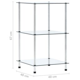 Berkfield Home 3-Tier Shelf Transparent 40x40x67 cm Tempered Glass in Clear - Size: 40 x 40 x 67 cm - thumbnail 5