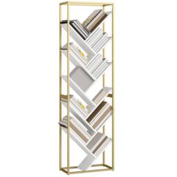 HOMCOM 10 Tier Tree Bookshelf Industrial Tall Bookcase in White - thumbnail 2