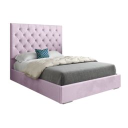 Casani Alma Upholstered Soft Velvet Bed Frame in Pink - Size: Small Single - thumbnail 6