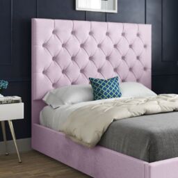 Casani Alma Upholstered Soft Velvet Bed Frame in Pink - Size: Small Single - thumbnail 2