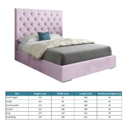 Casani Alma Upholstered Soft Velvet Bed Frame in Pink - Size: Small Single - thumbnail 4